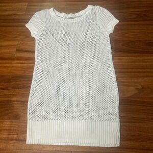 Old‎ Navy White Knit Crochet Cover Up Dress XS Short Sleeve